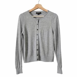 Banana Republic Gray Crewneck Button-Front Cardigan